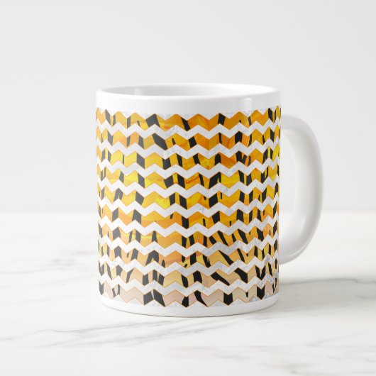 Chevron Tiger Black en Oranje print Grote Koffiekop (Voorkant rechts)