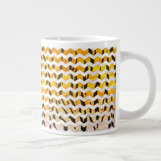 Chevron Tiger Black en Oranje print Grote Koffiekop (Rechts)