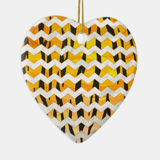 Chevron Tiger Black en Oranje print Keramisch Ornament (Rechts)