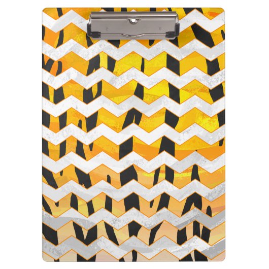 Chevron Tiger Black en Oranje print Klembord (Voorkant)