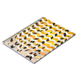 Chevron Tiger Black en Oranje print Notitieboek