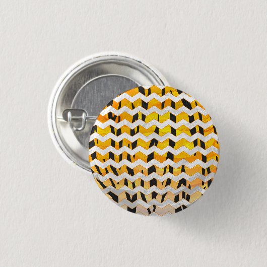 Chevron Tiger Black en Oranje print Ronde Button 3,2 Cm (Voorkant /achterkant)