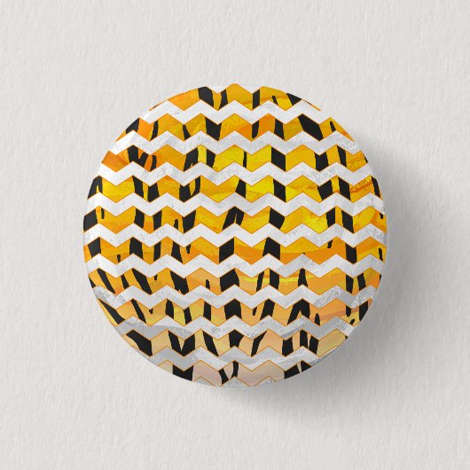 Chevron Tiger Black en Oranje print Ronde Button 3,2 Cm (Voorkant)