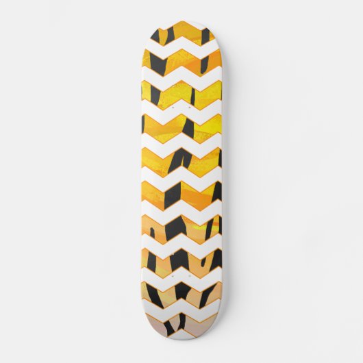 Chevron Tiger Black en Oranje print Skateboard (Voorkant)