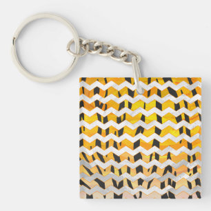 Chevron Tiger Black en Oranje print Sleutelhanger