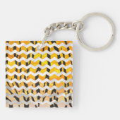 Chevron Tiger Black en Oranje print Sleutelhanger (Achterkant)