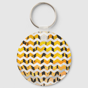 Chevron Tiger Black en Oranje print Sleutelhanger