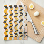 Chevron Tiger Black en Oranje print Theedoek (Quarter Fold)