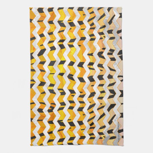Chevron Tiger Black en Oranje print Theedoek (Verticaal)