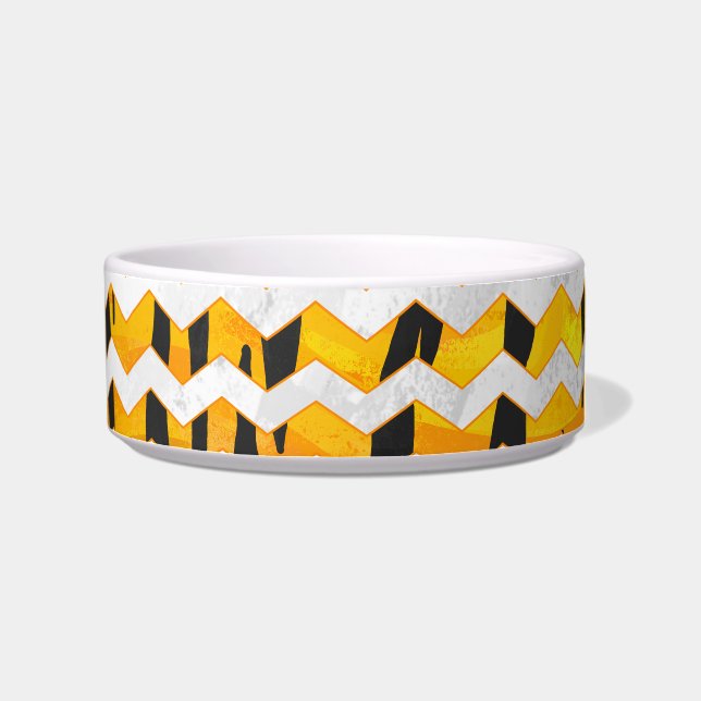 Chevron Tiger Black en Oranje print Voerbakje (Rechts)