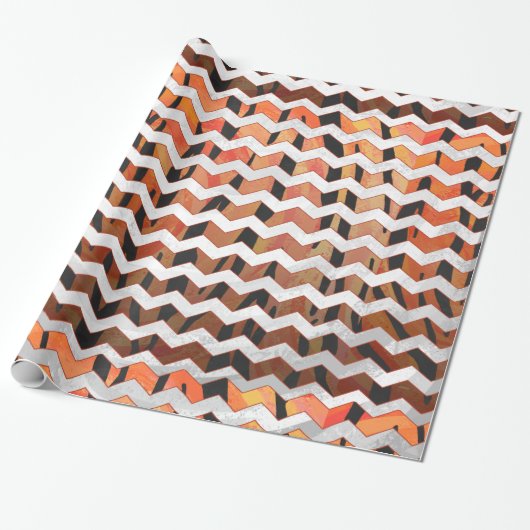 Chevron Tiger Hot oranje en zwart afdrukken Cadeaupapier (Uitgerold)