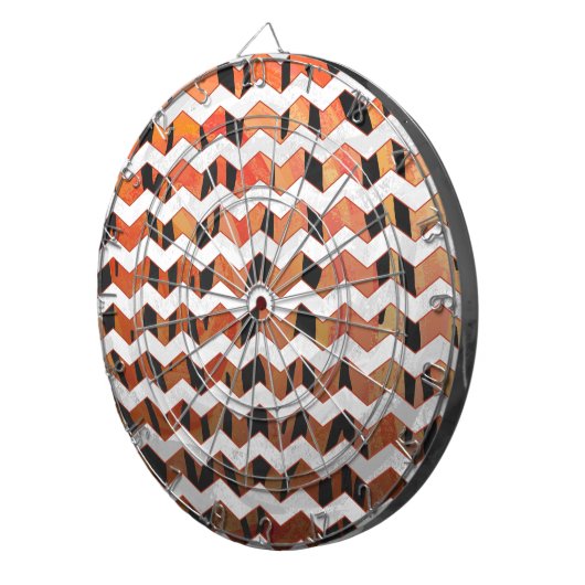 Chevron Tiger Hot oranje en zwart afdrukken Dartbord (Voorkant Rechts)