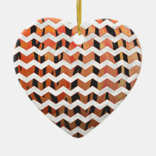 Chevron Tiger Hot oranje en zwart afdrukken Keramisch Ornament