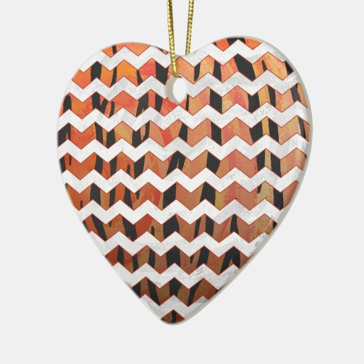Chevron Tiger Hot oranje en zwart afdrukken Keramisch Ornament (Links)