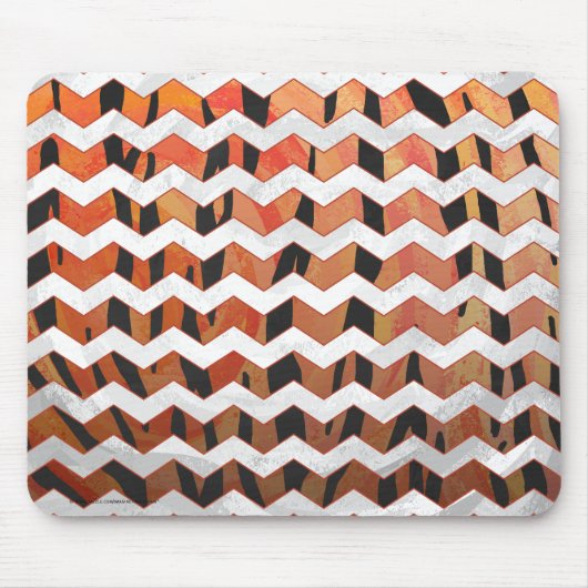 Chevron Tiger Hot oranje en zwart afdrukken Muismat (Voorkant)