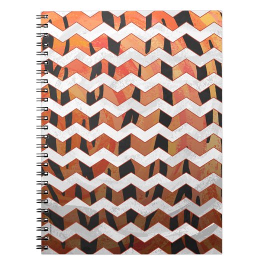 Chevron Tiger Hot oranje en zwart afdrukken Notitieboek (Voorkant)