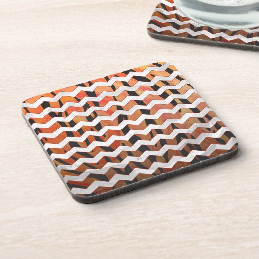 Chevron Tiger Hot oranje en zwart afdrukken Onderzetter (Linkerzijde)