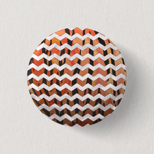Chevron Tiger Hot oranje en zwart afdrukken Ronde Button 3,2 Cm (Voorkant)