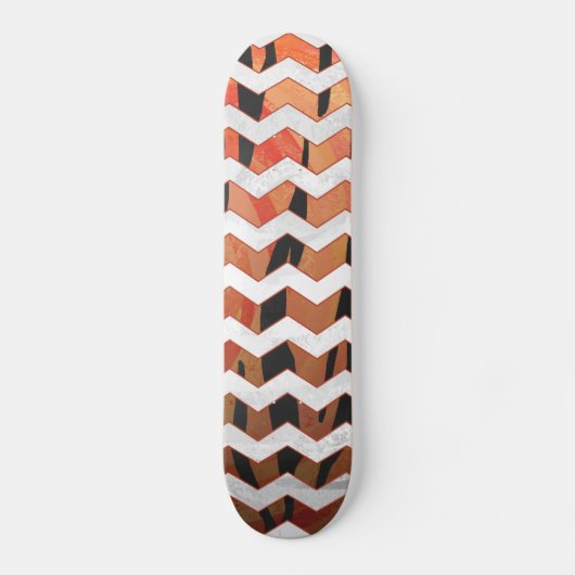 Chevron Tiger Hot oranje en zwart afdrukken Skateboard (Voorkant)