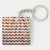 Chevron Tiger Hot oranje en zwart afdrukken Sleutelhanger (Achterkant)