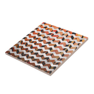 Chevron Tiger Hot oranje en zwart afdrukken Tegeltje