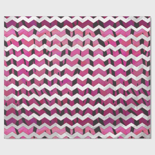 Chevron Tiger Hot Pink en Black Print Cadeaupapier (Vlak)