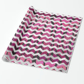 Chevron Tiger Hot Pink en Black Print Cadeaupapier (Uitgerold)