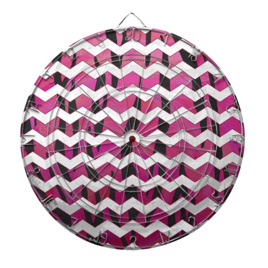 Chevron Tiger Hot Pink en Black Print Dartbord (Voorkant)