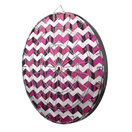 Chevron Tiger Hot Pink en Black Print Dartbord (Voorkant Rechts)