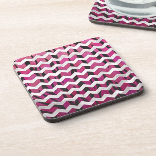 Chevron Tiger Hot Pink en Black Print Drankjes Onderzetter (Linkerzijde)