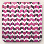 Chevron Tiger Hot Pink en Black Print Drankjes Onderzetter (Voorkant)