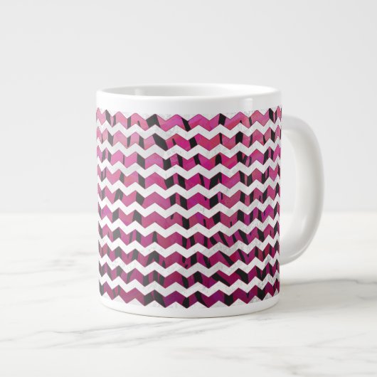 Chevron Tiger Hot Pink en Black Print Grote Koffiekop (Voorkant rechts)