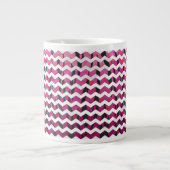Chevron Tiger Hot Pink en Black Print Grote Koffiekop (Voorkant)