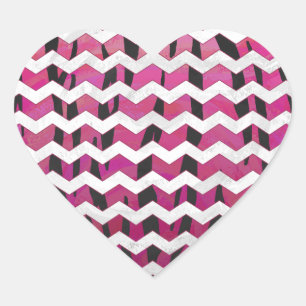 Chevron Tiger Hot Pink en Black Print Hart Sticker