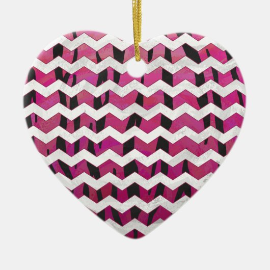 Chevron Tiger Hot Pink en Black Print Keramisch Ornament (Voorkant)
