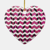 Chevron Tiger Hot Pink en Black Print Keramisch Ornament (Achterkant)