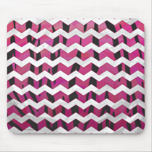 Chevron Tiger Hot Pink en Black Print Muismat