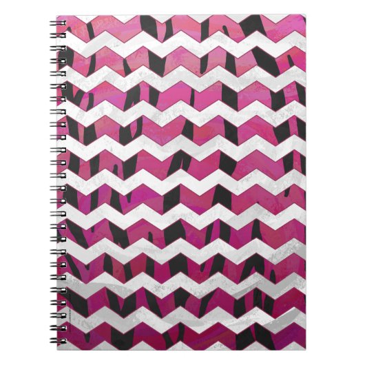 Chevron Tiger Hot Pink en Black Print Notitieboek (Voorkant)