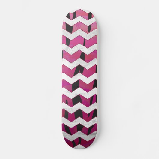 Chevron Tiger Hot Pink en Black Print Persoonlijk Skateboard (Voorkant)