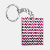 Chevron Tiger Hot Pink en Black Print Sleutelhanger (Voorkant Links)