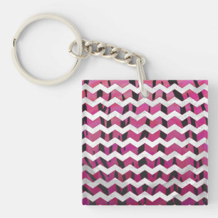Chevron Tiger Hot Pink en Black Print Sleutelhanger