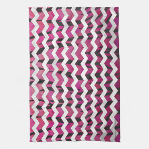 Chevron Tiger Hot Pink en Black Print Theedoek