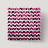 Chevron Tiger Hot Pink en Black Print Vierkante Button 5,1 Cm (Voorkant)