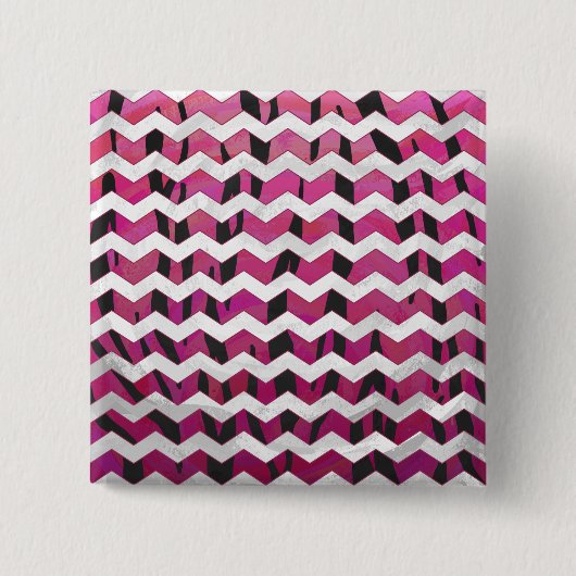 Chevron Tiger Hot Pink en Black Print Vierkante Button 5,1 Cm (Voorkant)