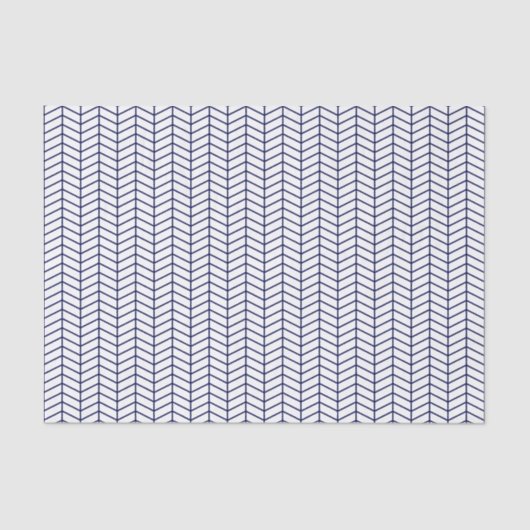 Chevron Tissue Paper - Navy Blue op White Tissuepapier (Voorkant)