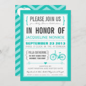 Chevron Trendy Bicycle Baby shower Uitnodiging (Voorkant / Achterkant)