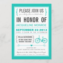 Chevron Trendy Bicycle Baby shower Uitnodiging