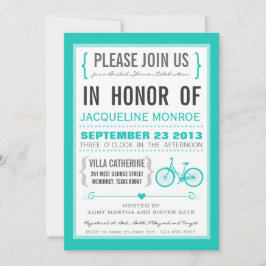 Chevron Trendy Bicycle Bridal Shower Kaart
