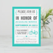 Chevron Trendy Bicycle Bridal Shower Kaart (Staand voorkant)