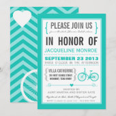 Chevron Trendy Bicycle Bridal Shower Kaart (Voorkant / Achterkant)
